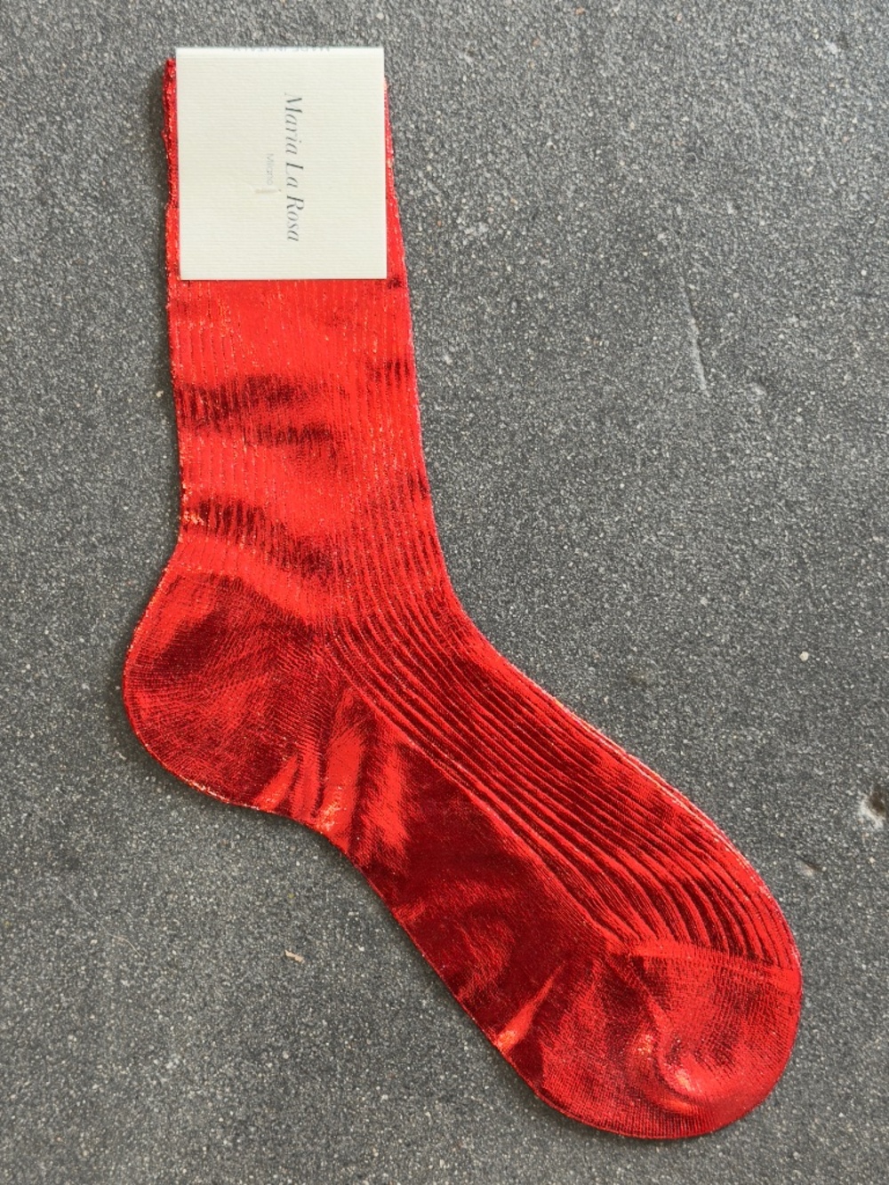 Maria La Rosa Laminated Silk Socks in Red